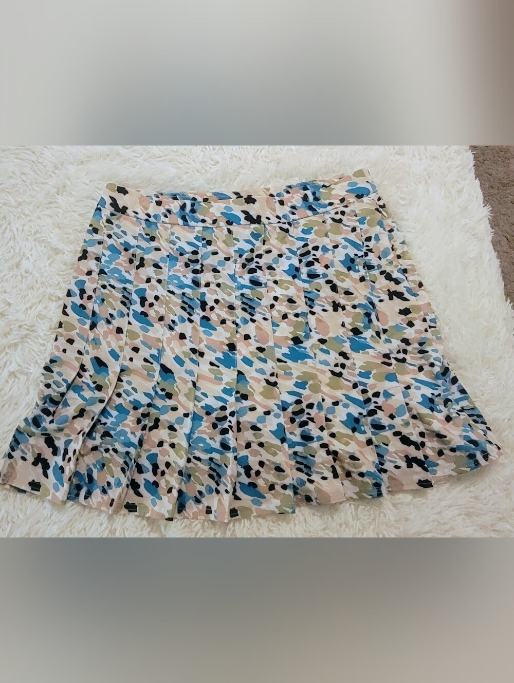 Chico's Printed Circle Skirt in Beige, Blue & Black